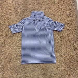 Blue and White Striped Polo youth large class club.